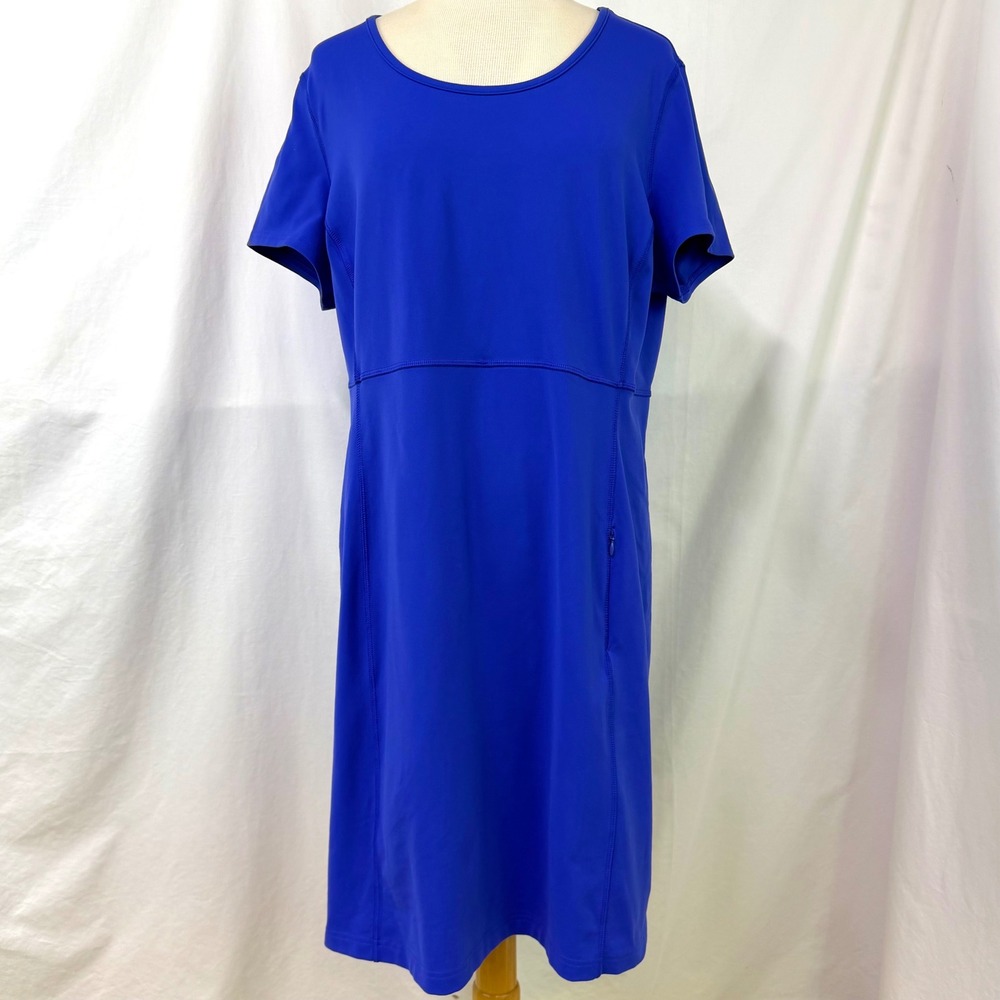 DULUTH Trading Co NoGA Classic Short Sleeve Dress Blue Active XL Stretch Pockets